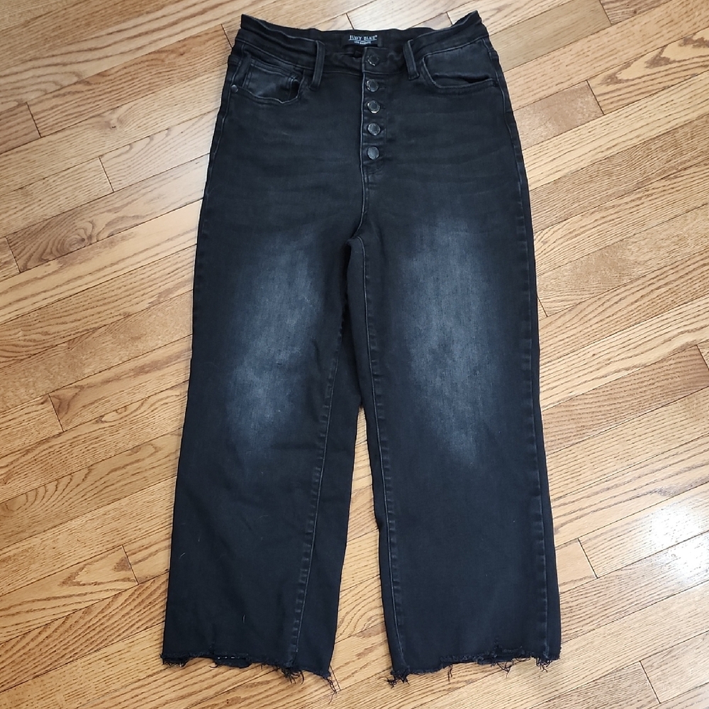 Judy Blue Black High-Rise Wide Leg Button-Fly Jeans